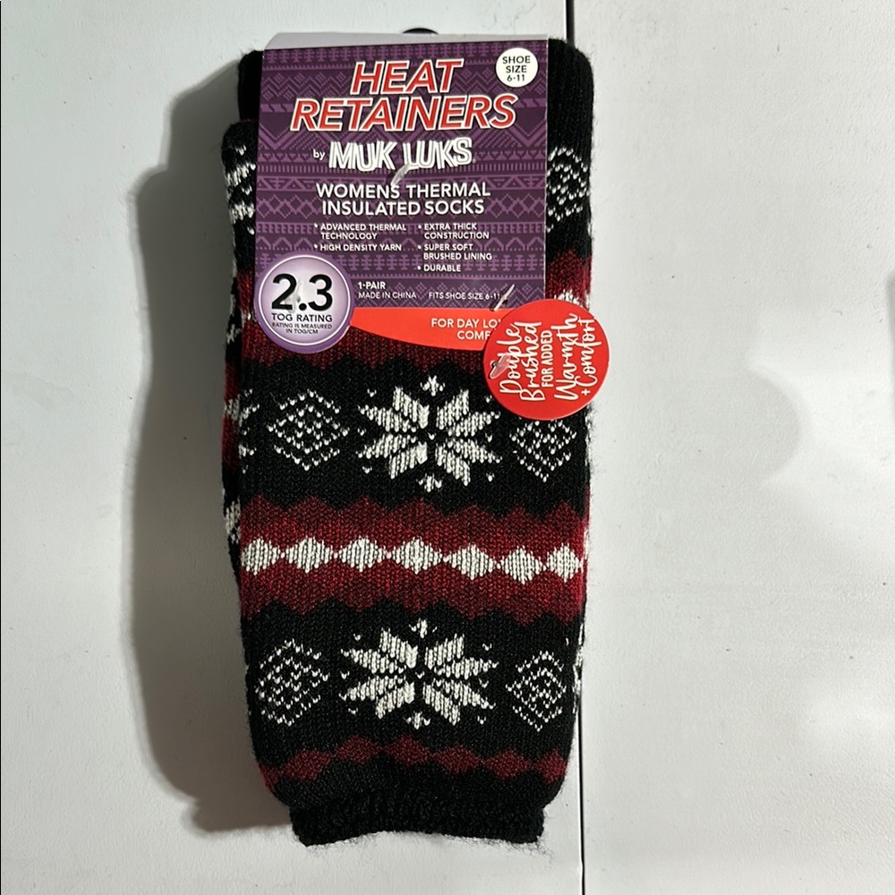 Muk Luks Women's Thermal Insulated Socks - Black and Red